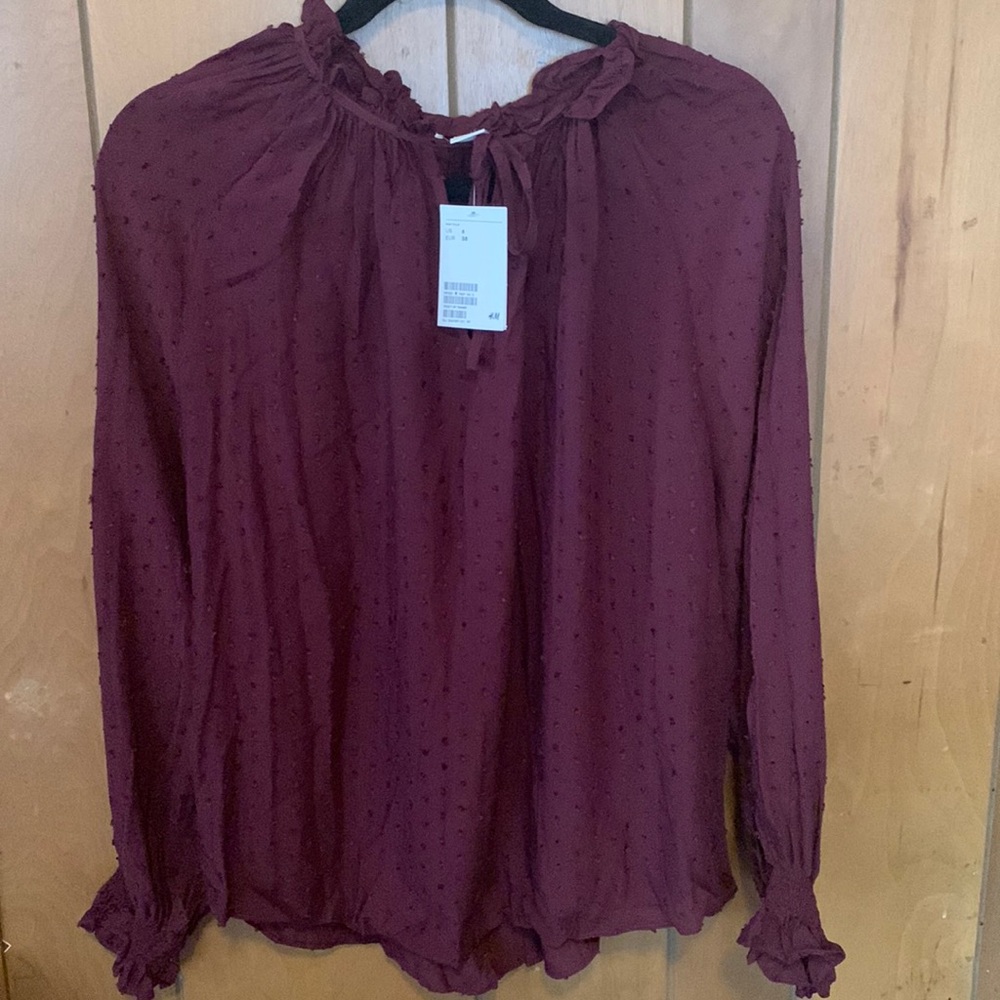 H&M Burgundy Long Sleeve Blouse